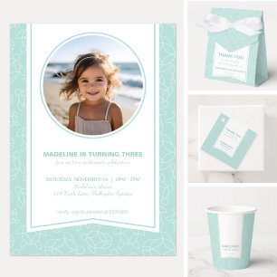 Modern elegant turtle pattern photo invitation