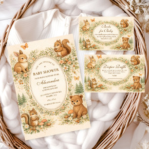 Woodland Forest Animals Diapper Raffle Enclosure Card