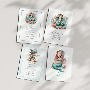 “One-der the Sea” Mermaid First Birthday Party Invitation