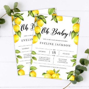 Citrus lemon summer baby shower fruit invitation