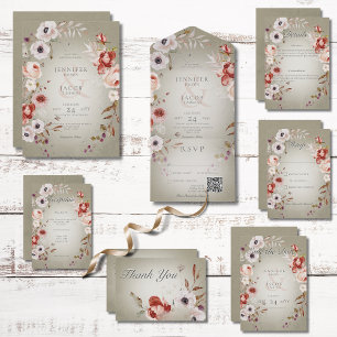 Romantic Roses Green Pink Floral Wedding Save The Date