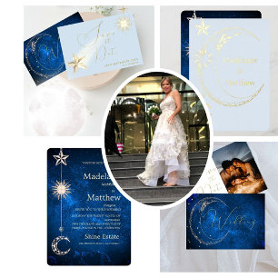  Elegant Celestial Stars Moon Evening Wedding Save The Date