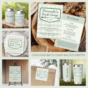 Gingham Summer Camp Bachelorette Camping Square Sticker