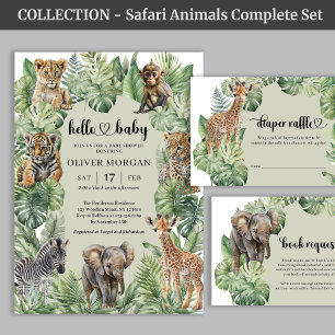 Watercolor Jungle Animal Safari Baby Shower Enclosure Card