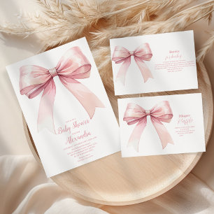 Pink Bow Girl Baby Shower Invitation