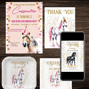 Pony birthday party black horse gold sprinkles classic round sticker