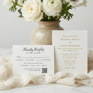 Elegant Classic Photo White Wedding Invitation
