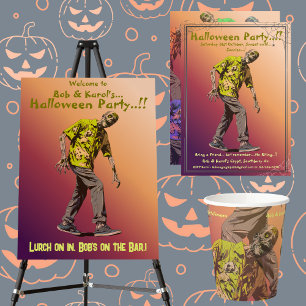 Zombie Halloween Party Round Paper Coaster