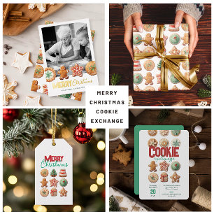 Merry Christmas Cookie Exchange Holiday Party Gift Tags