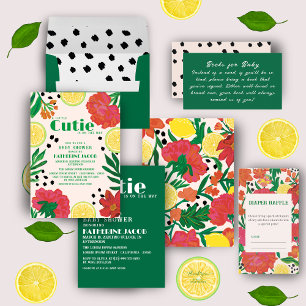 Little cutie on the way Lemon citrus baby shower Classic Round Sticker