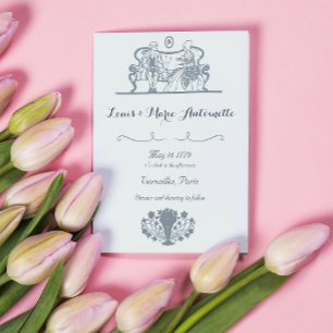 Marie Antoinette Rococo Dusty Blue Wedding Invitation
