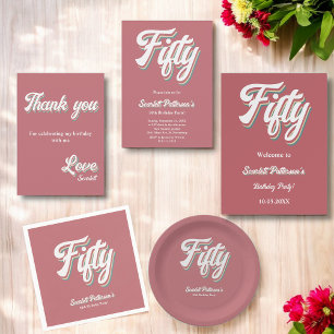 Vintage Retro 70s Groovy Unique 50th Birthday Invitation