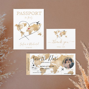 Wedding Destination Passport Mexico Map QR Code Invitation