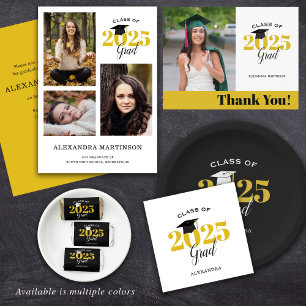Class of 2025 Modern Gold and Black Return Address Return Address Label