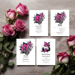 Hot-Pink Floral Gothic Wedding Program