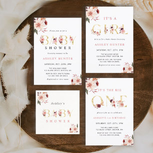 Floral Gold Letter Elegant Girl Baby Shower Napkin