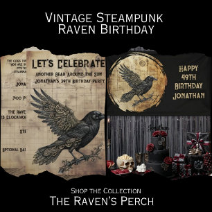 Raven Steampunk Gothic Art Paper Plate