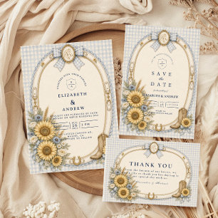Romantic Rustic Sunflower Wedding Invitation