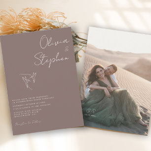Minimalist Dark Rust Romantic Photo Wedding   Invitation
