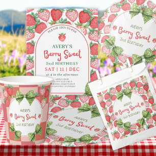 Berry Sweet 2nd Birthday Strawberry Party  Paper Plate