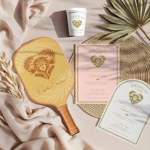 Retro Tropical Palm Tree Pickleball Bridal Shower Invitation