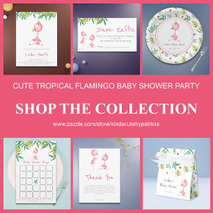 Tropical Flamingo Triplets Baby Shower Invitation