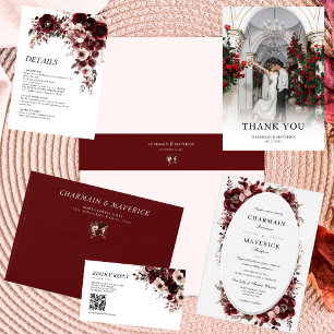 Elegant Maroon Burgundy Wedding Invitation