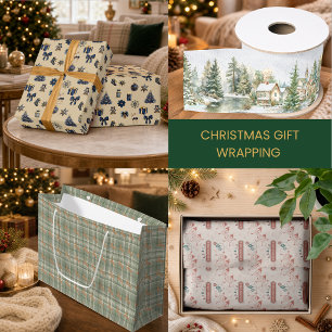 Teddy Bear Christmas Train Tartan Personalised Large Gift Bag