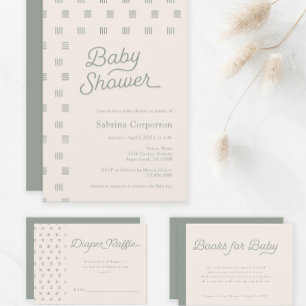 Baby Shower   Minimalist Sage Boho Invitation