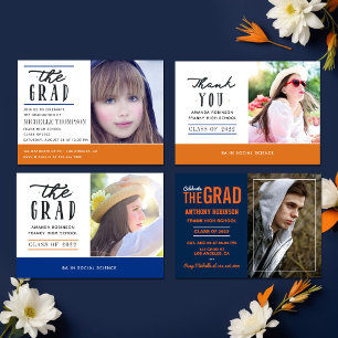 Orange and Blue Graduation Party Invitation