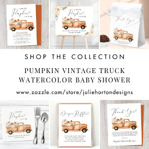 Pumpkin Floral Truck Baby Shower Invitation