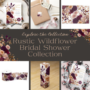 Rustic Wildflower Floral Burgundy & Blush  Wedding Satin Ribbon
