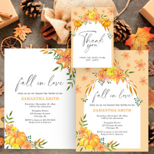 Fall in love Pumpkin Bridal Shower Invitation