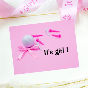 Golf Baby Girl for Baby Shower on pink Invitation