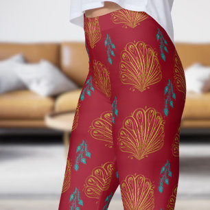 Stylish Pink Peacock Feathers Pattern Leggings