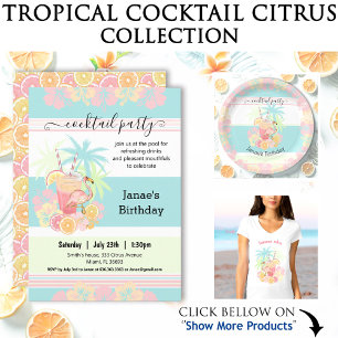 Cocktail Citrus Summer Pool Party Beach Tropical Banner