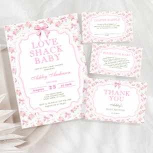Love Shack Pink Baby Shower Diaper Raffle Tickets Enclosure Card