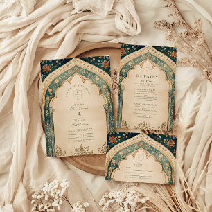 Ornate Elegant Floral Islamic Wedding Invitation