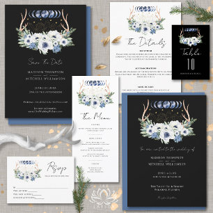 Moon Crystals Flowers Boho Metaphysical Wedding  Square Sticker