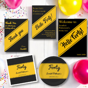 Elegant Luxury Black And Gold Chic 40th Birthday Invitation