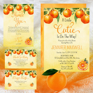 A Little Cutie Citrus Watercolor Baby Shower Invitation