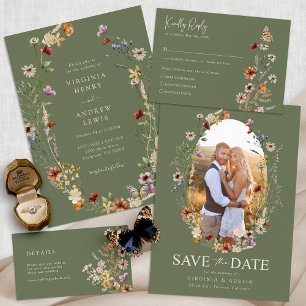 Green Boho Wedding Invitation