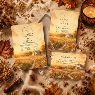 Elegant Autumn Wildflower Wedding Invitation