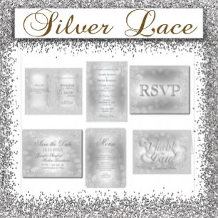 Wedding Invitation Elegant Silver Faux Glitter