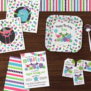 Fun Colorful Monster Mash Pattern Halloween Party Wrapping Paper