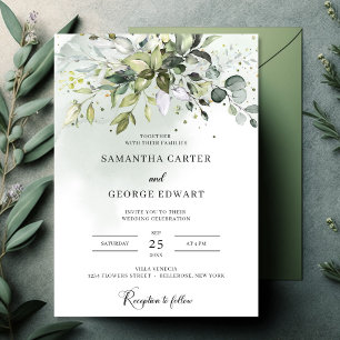Trendy boho greenery foliage eucalyptus leaves save the date