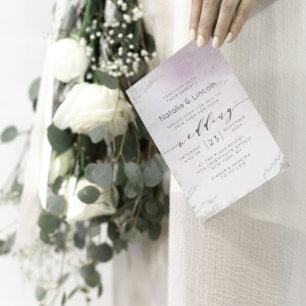 Ombre Light Purple Silver Foil Wedding Reception Invitation