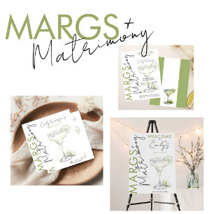 Elegant Modern Margs and Matrimony Bridal Shower Invitation