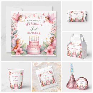 Enchanted Pink Fairy garden - Birthday  Invitation