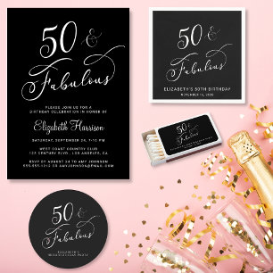 50th Birthday Black Classic Round Sticker